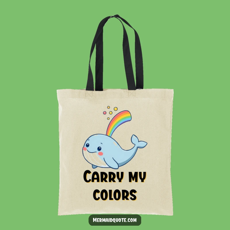 Funny Whale Tote Bag: Rainbow Spout Carryall Gift for Ocean Lovers