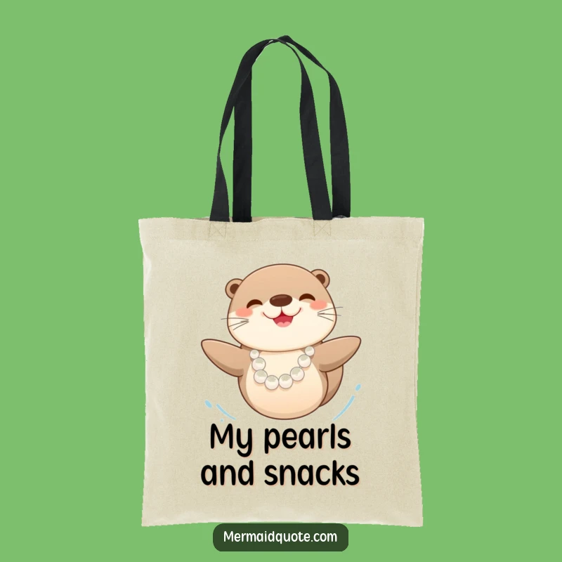 Funny Happy Sea Otter Pearl Tote Bag: Carry Joyful Style Everywhere!